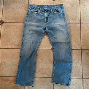 Men’s up Polo by Ralph Lauren Blue Denim Jeans light wash, sz 35x32, 100% cotton